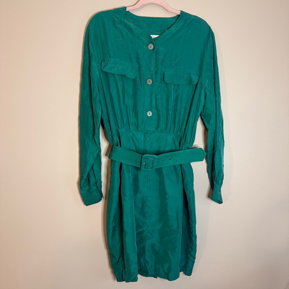 ELLEN ASHLEY Elegant Green Belted Dress
